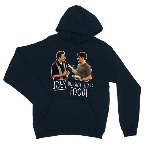Sötétkék Jóbarátok unisex kapucnis pulóver - Joey doesn't share food