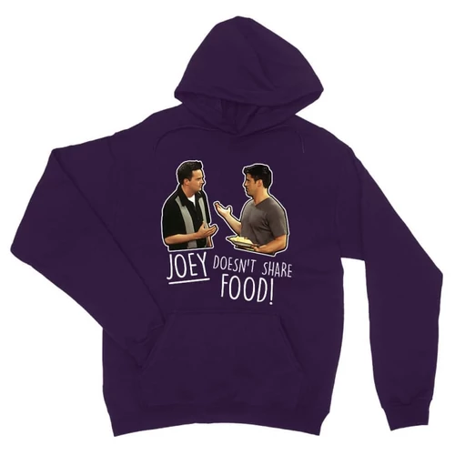 Sötétlila Jóbarátok unisex kapucnis pulóver - Joey doesn't share food