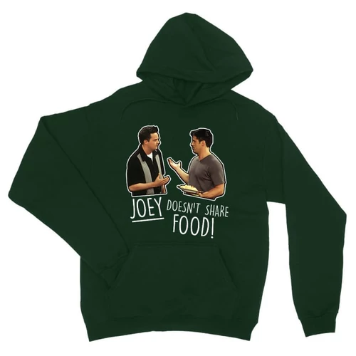 Sötétzöld Jóbarátok unisex kapucnis pulóver - Joey doesn't share food