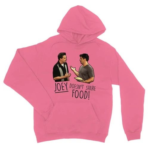 Világos rózsaszín Jóbarátok unisex kapucnis pulóver - Joey doesn't share food
