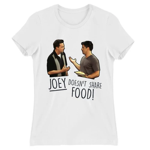 Fehér Jóbarátok női rövid ujjú póló - Joey doesn't share food