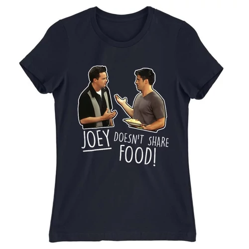 Sötétkék Jóbarátok női rövid ujjú póló - Joey doesn't share food