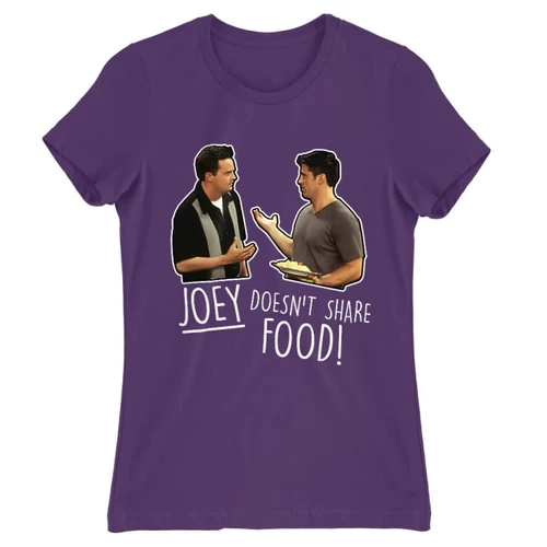 Sötétlila Jóbarátok női rövid ujjú póló - Joey doesn't share food