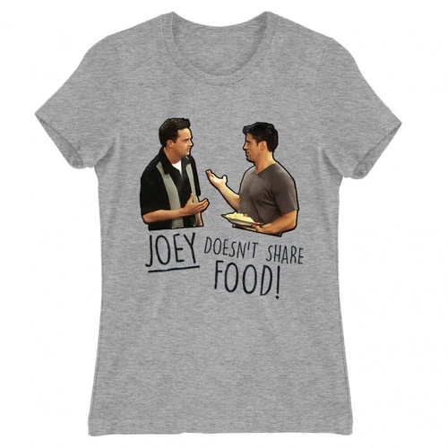 Sportszürke Jóbarátok női rövid ujjú póló - Joey doesn't share food