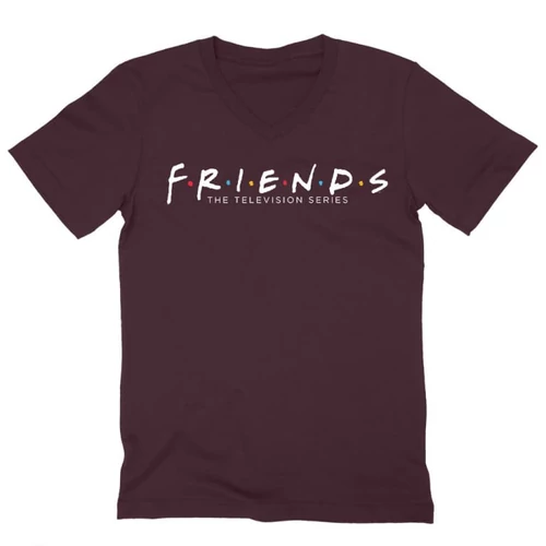 Bordó Jóbarátok férfi V-nyakú póló - Friends Logo