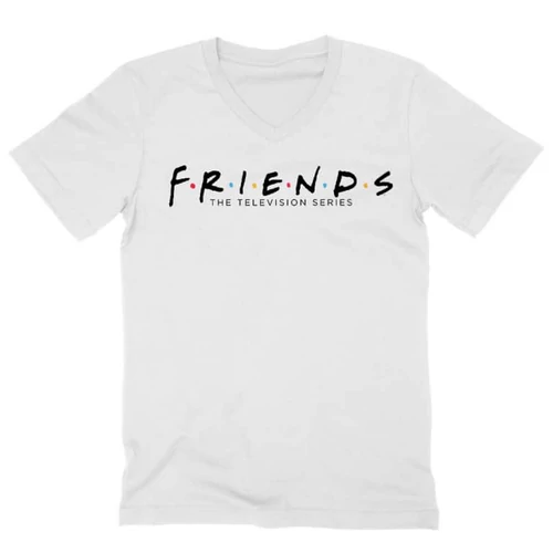 Fehér Jóbarátok férfi V-nyakú póló - Friends Logo