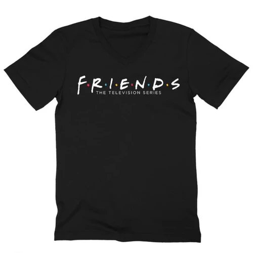 Fekete Jóbarátok férfi V-nyakú póló - Friends Logo