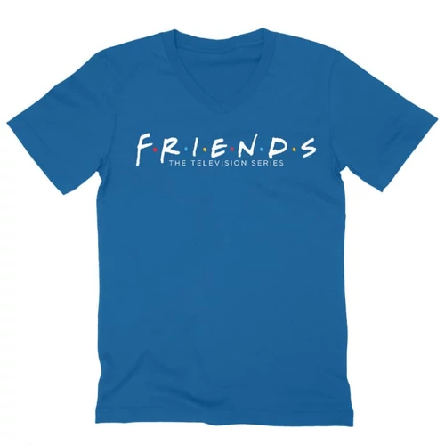 Királykék Jóbarátok férfi V-nyakú póló - Friends Logo