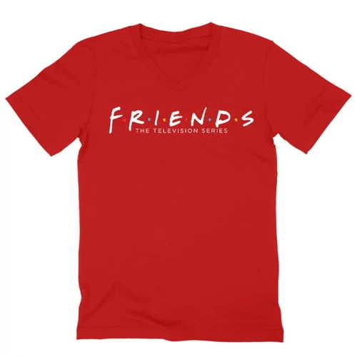 Piros Jóbarátok férfi V-nyakú póló - Friends Logo