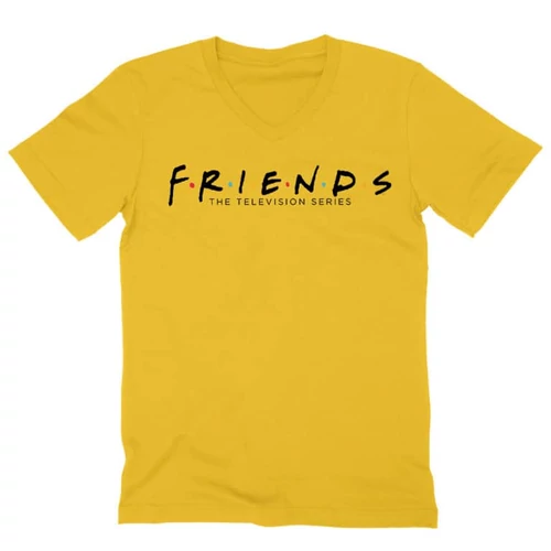 Sárga Jóbarátok férfi V-nyakú póló - Friends Logo