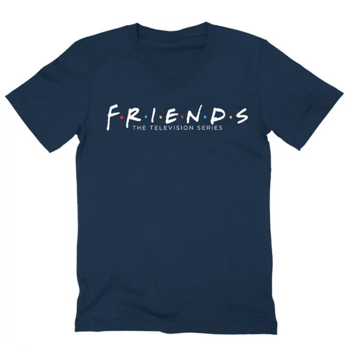 Sötétkék Jóbarátok férfi V-nyakú póló - Friends Logo