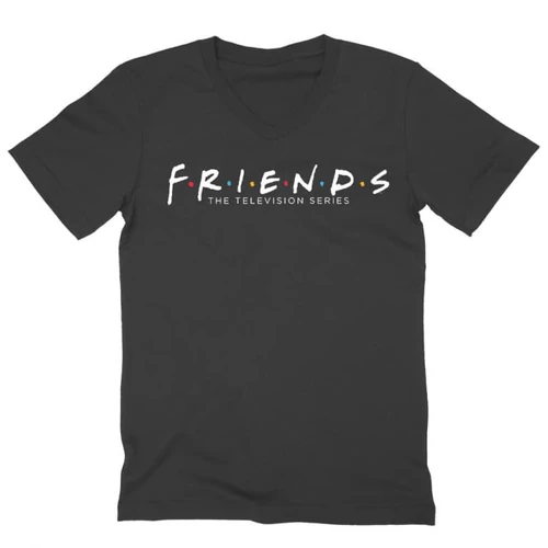 Sötétszürke Jóbarátok férfi V-nyakú póló - Friends Logo
