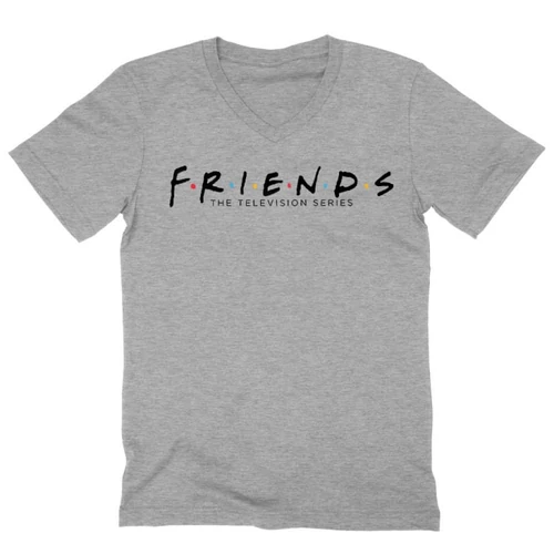 Sportszürke Jóbarátok férfi V-nyakú póló - Friends Logo