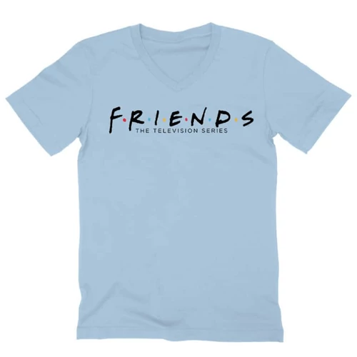Világoskék Jóbarátok férfi V-nyakú póló - Friends Logo