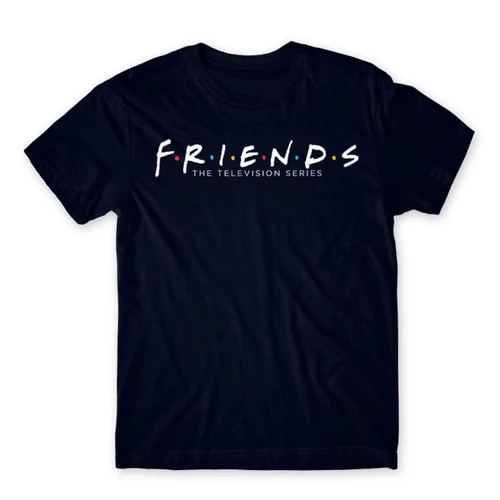 Sötétkék Jóbarátok férfi rövid ujjú póló - Friends Logo
