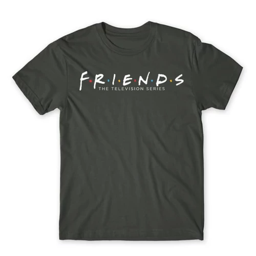 Sötétszürke Jóbarátok férfi rövid ujjú póló - Friends Logo