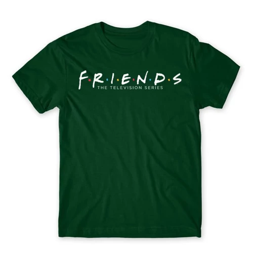 Sötétzöld Jóbarátok férfi rövid ujjú póló - Friends Logo