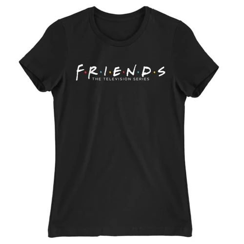 Fekete Jóbarátok női rövid ujjú póló - Friends Logo