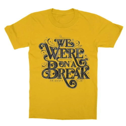 Sárga Jóbarátok gyerek rövid ujjú póló - We were on a break typo