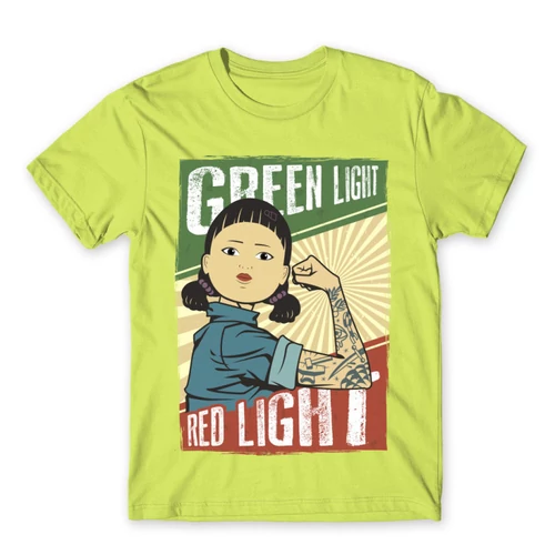 Almazöld Nyerd meg az életed férfi rövid ujjú póló - Green light, Red light