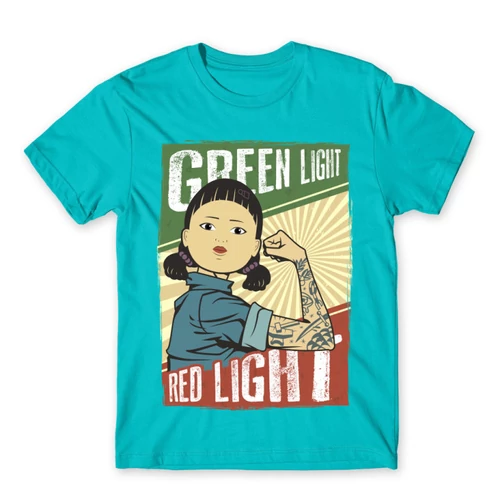 Atollkék Nyerd meg az életed férfi rövid ujjú póló - Green light, Red light