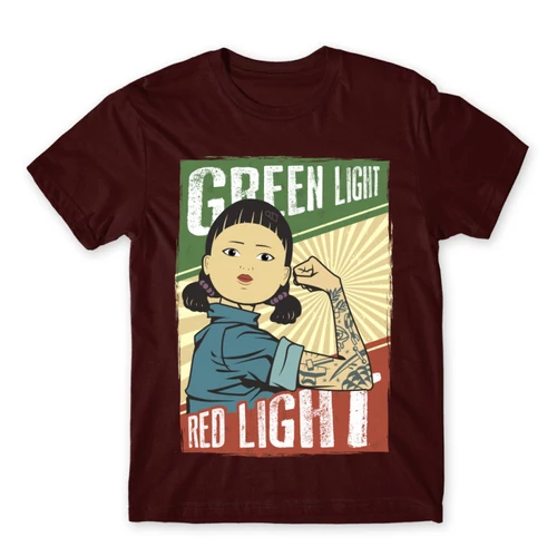 Bordó Nyerd meg az életed férfi rövid ujjú póló - Green light, Red light