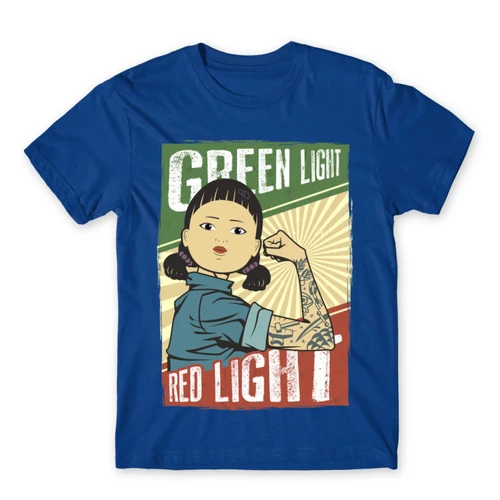 Királykék Nyerd meg az életed férfi rövid ujjú póló - Green light, Red light