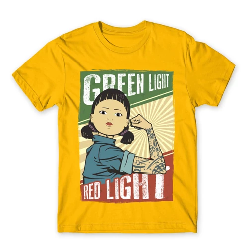 Sárga Nyerd meg az életed férfi rövid ujjú póló - Green light, Red light