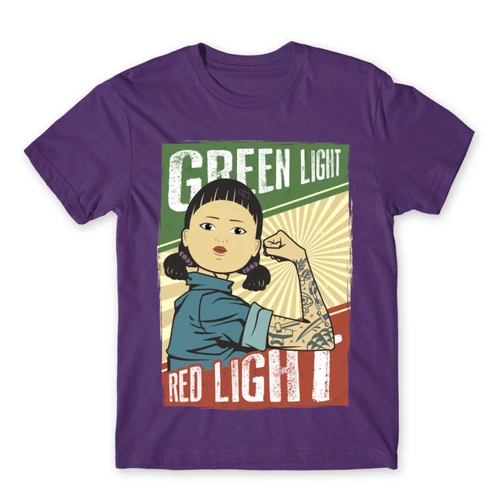 Sötétlila Nyerd meg az életed férfi rövid ujjú póló - Green light, Red light