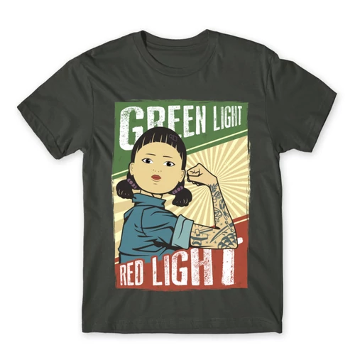 Sötétszürke Nyerd meg az életed férfi rövid ujjú póló - Green light, Red light