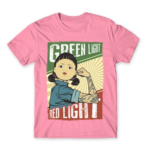 Világos rózsaszín Nyerd meg az életed férfi rövid ujjú póló - Green light, Red light