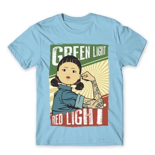 Világoskék Nyerd meg az életed férfi rövid ujjú póló - Green light, Red light