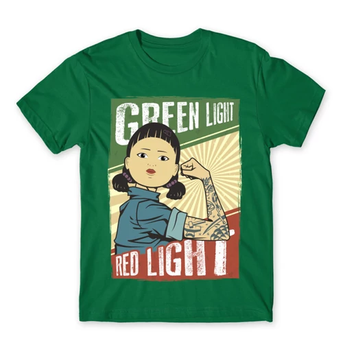 Zöld Nyerd meg az életed férfi rövid ujjú póló - Green light, Red light