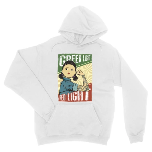Fehér Nyerd meg az életed unisex kapucnis pulóver - Green light, Red light