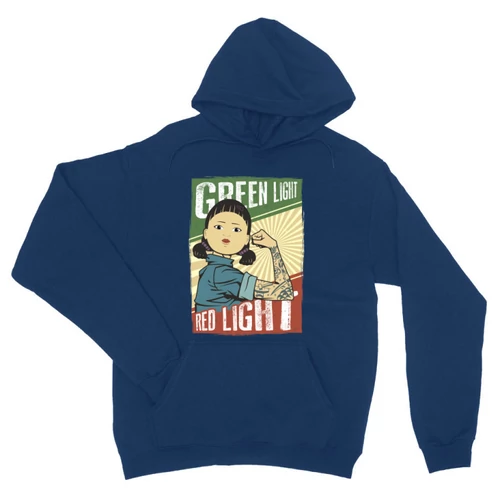 Királykék Nyerd meg az életed unisex kapucnis pulóver - Green light, Red light