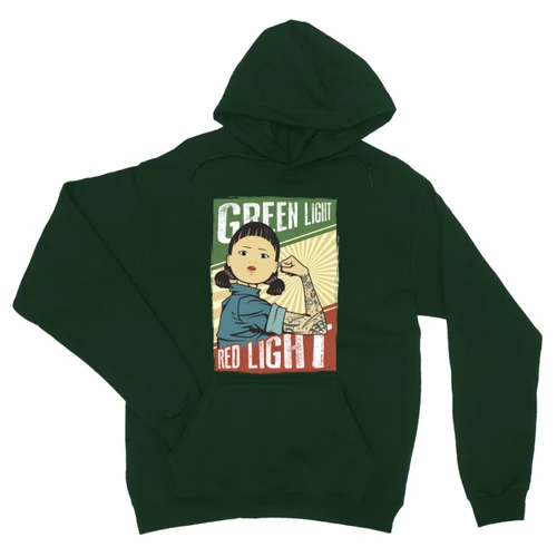 Sötétzöld Nyerd meg az életed unisex kapucnis pulóver - Green light, Red light