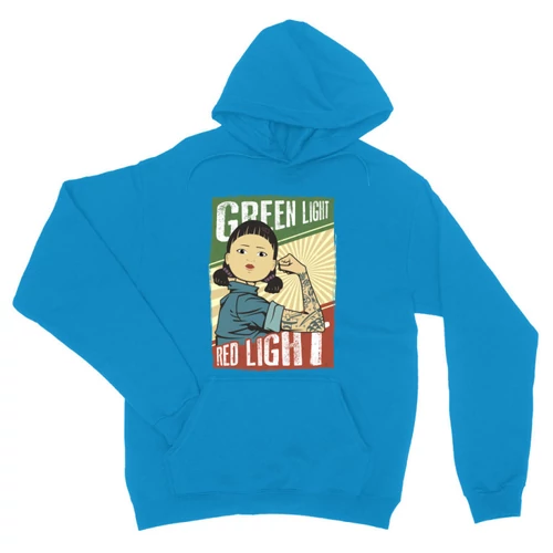 Zafírkék Nyerd meg az életed unisex kapucnis pulóver - Green light, Red light