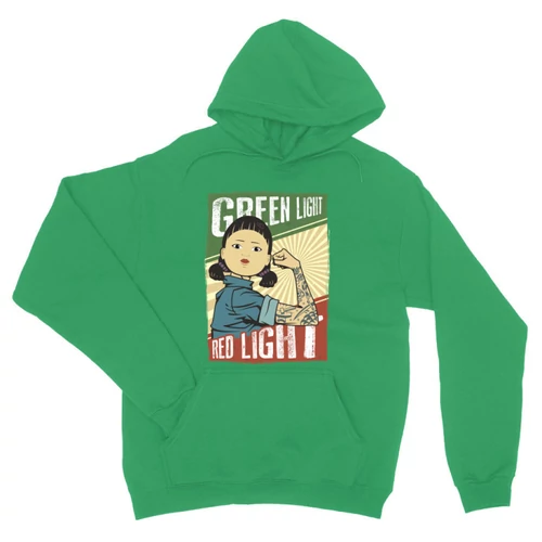 Zöld Nyerd meg az életed unisex kapucnis pulóver - Green light, Red light
