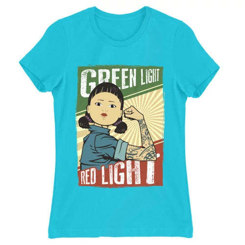 Atollkék Nyerd meg az életed női rövid ujjú póló - Green light, Red light