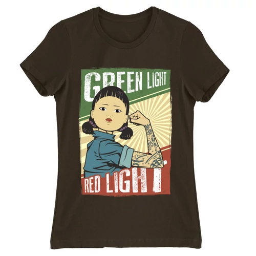 Barna Nyerd meg az életed női rövid ujjú póló - Green light, Red light