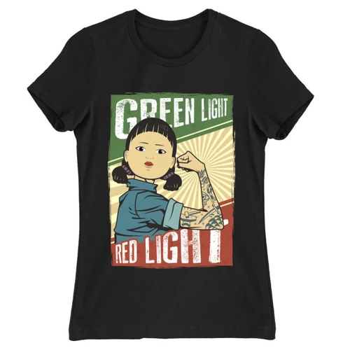 Fekete Nyerd meg az életed női rövid ujjú póló - Green light, Red light