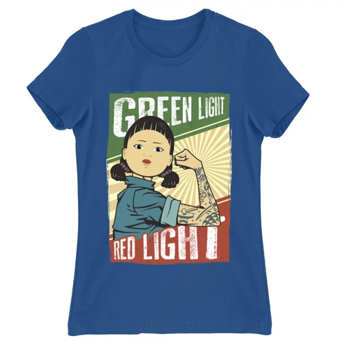 Királykék Nyerd meg az életed női rövid ujjú póló - Green light, Red light