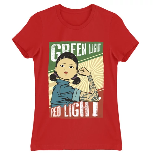 Piros Nyerd meg az életed női rövid ujjú póló - Green light, Red light