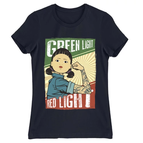 Sötétkék Nyerd meg az életed női rövid ujjú póló - Green light, Red light