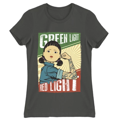 Sötétszürke Nyerd meg az életed női rövid ujjú póló - Green light, Red light