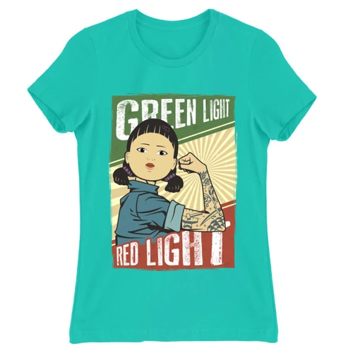 Türkiz Nyerd meg az életed női rövid ujjú póló - Green light, Red light