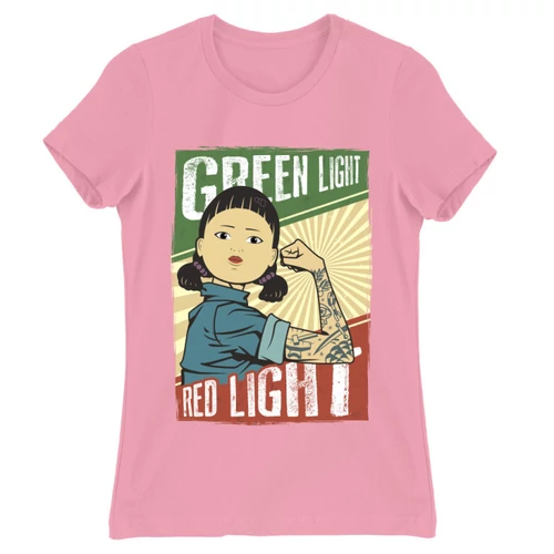 Világos rózsaszín Nyerd meg az életed női rövid ujjú póló - Green light, Red light