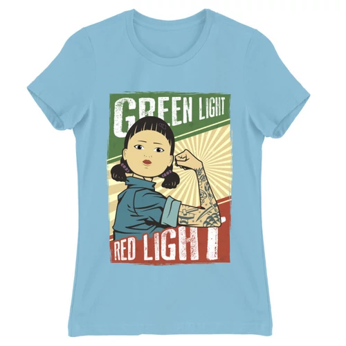Világoskék Nyerd meg az életed női rövid ujjú póló - Green light, Red light