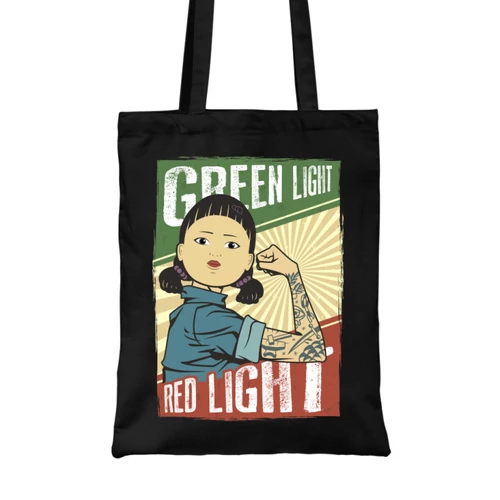 Fekete  Nyerd meg az életed vászontáska - Green light, Red light