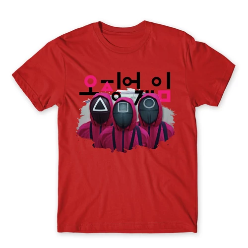Piros Nyerd meg az életed férfi rövid ujjú póló - Squid Game guard